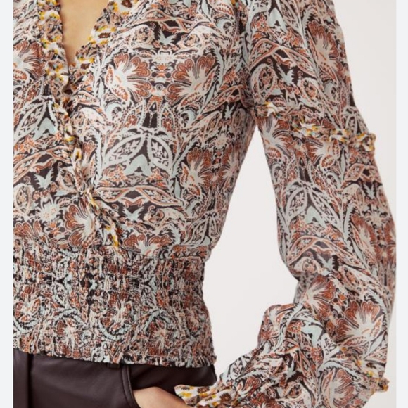 Anthropologie Printed Ruffle Blouse~Medium - Picture 4 of 15